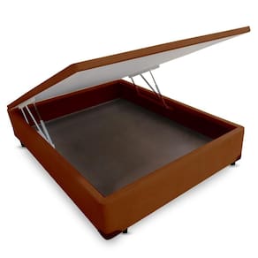 Cama Box CASAL Camurça Marrom Baú 138x188