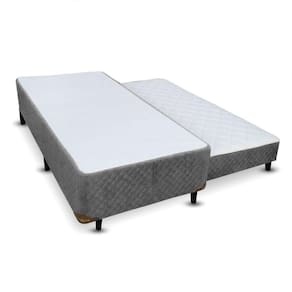 Cama Box com Bicama Viúva de molas Cinza 120x200