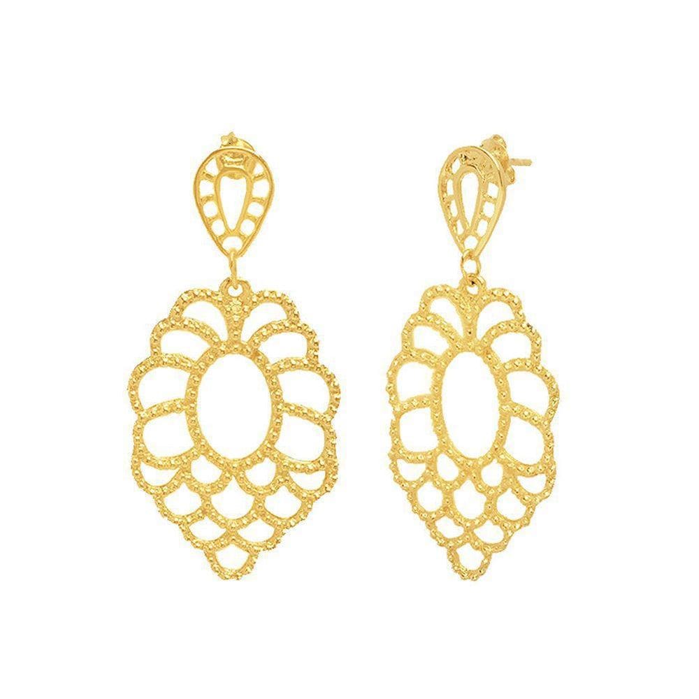 Brinco Com Detalhes Lindo Folheado A Ouro 18K