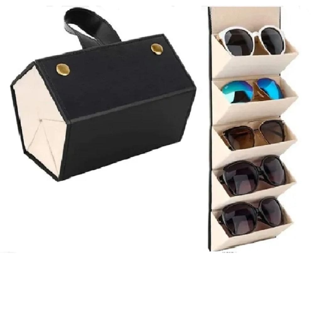 Organizador De Estojo De Óculos Dobravel Com 5 Divisórias