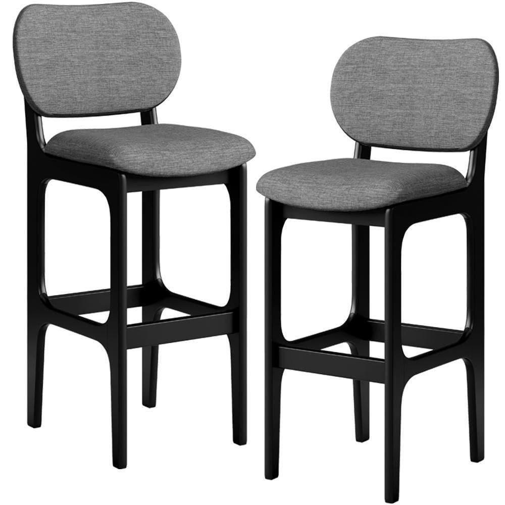 Kit 2 Banquetas Alta Cozinha Betta L02 Preto Cinza Escuro