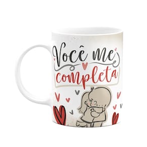 Caneca Namorados - Você me completa - branca 325ml