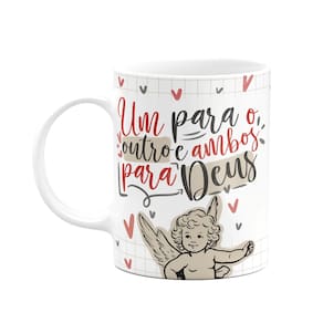 Caneca Namorados Cupid - Um para o outro e ambos para Deus