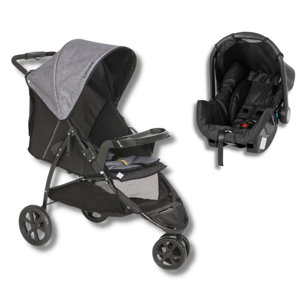 Carrinho Cross Trail Cinza/Preto + Bebe Conforto - Galzerano