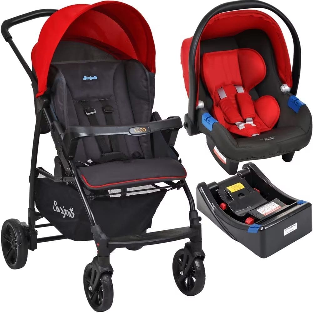 Carrinho de Bebê Travel System Burigotto Ecco Vermelho + Base
