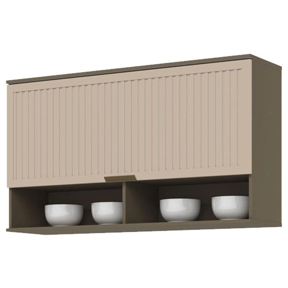 Armário Aéreo 1 Porta Basculante Ripado 120 cm Ambiente Connect Duna Cristal - Henn