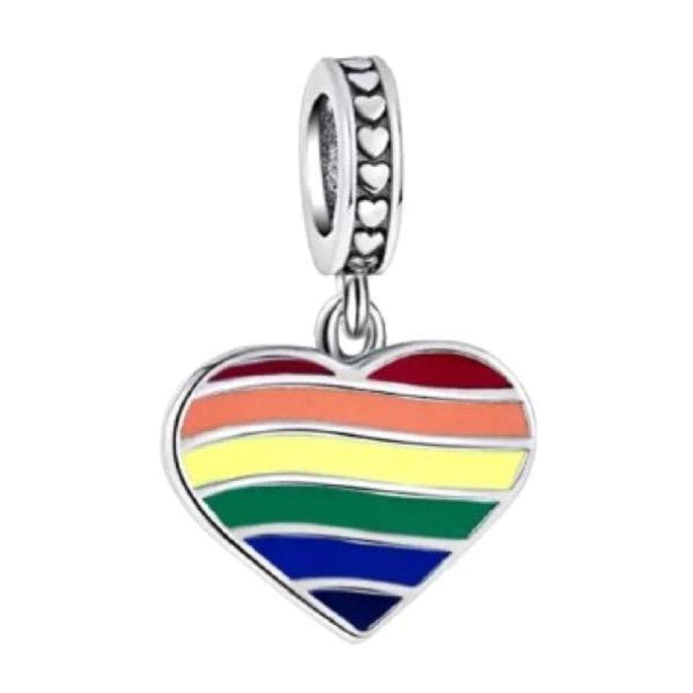 Berloque coração arco-íris lgbtiq+ joia prata 925 lgbtqia+