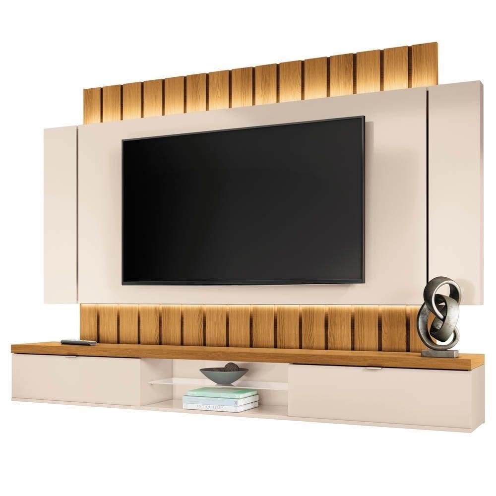 Painel Para Tv Suspenso 70 Pol. Illuna H01 Off White/cinamomo - Mpozenato