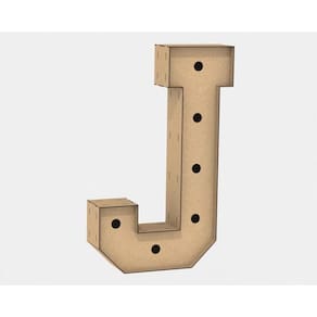 Letra caixa grande j mdf 80cm altura furo lampada iluminação