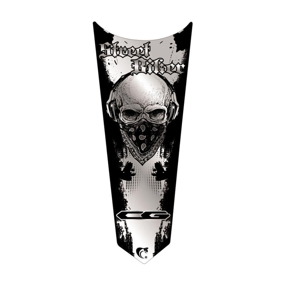 Adesivo Faixa Gravata Tanque Moto Caveira Cor Preto