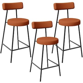 Kit 03 Banquetas Baixa Para Cozinha Sala De Jantar Bancada Milão L02 Tecido Terracota