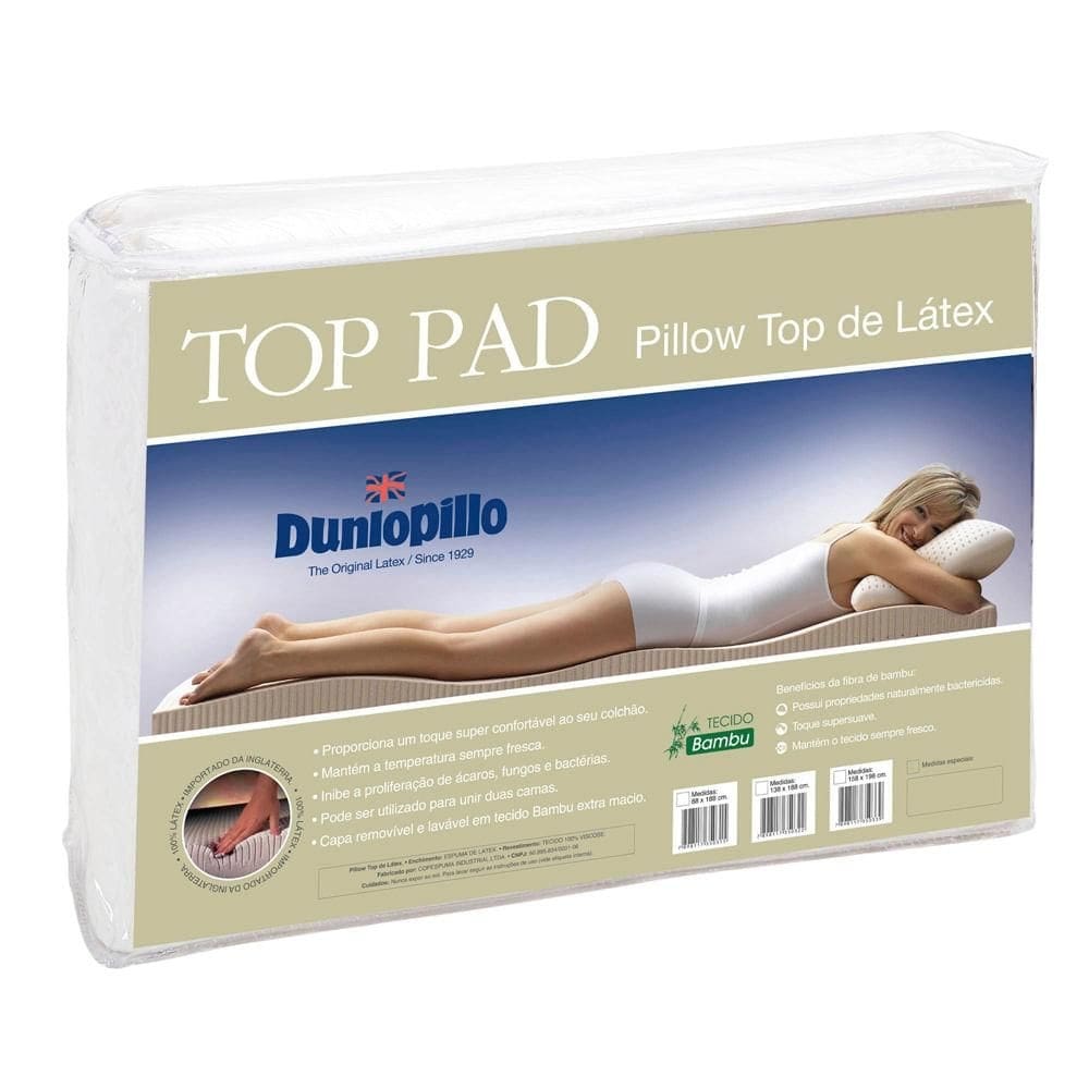 Colchonete SOLTEIRO Top Pad Bambo - Látex - 088x188