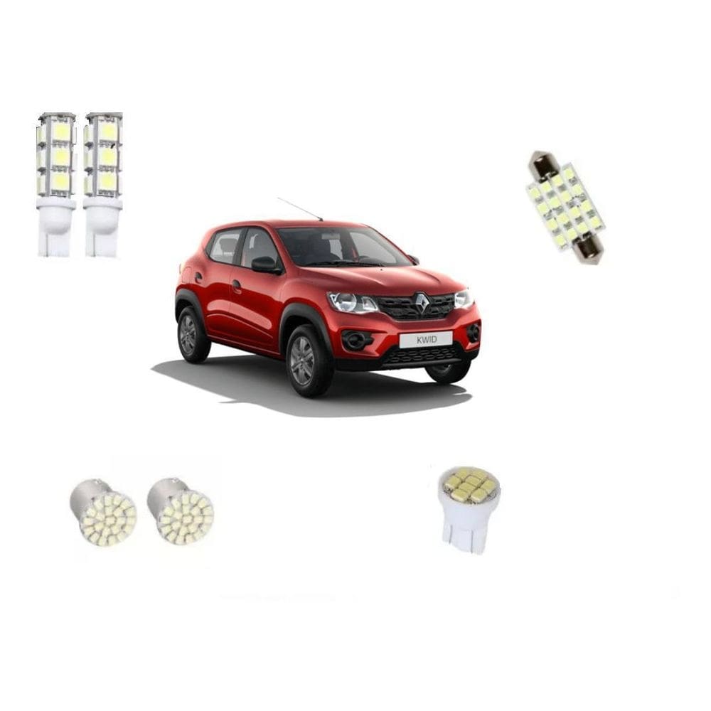 Kit lâmpadas led kwid farol teto placa ré