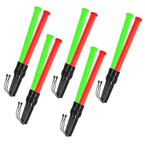 Bastao Sinalizador 2 Cores Kit 5 Unidades Led Fluorescente Estacionamento Transito Obra Segurança