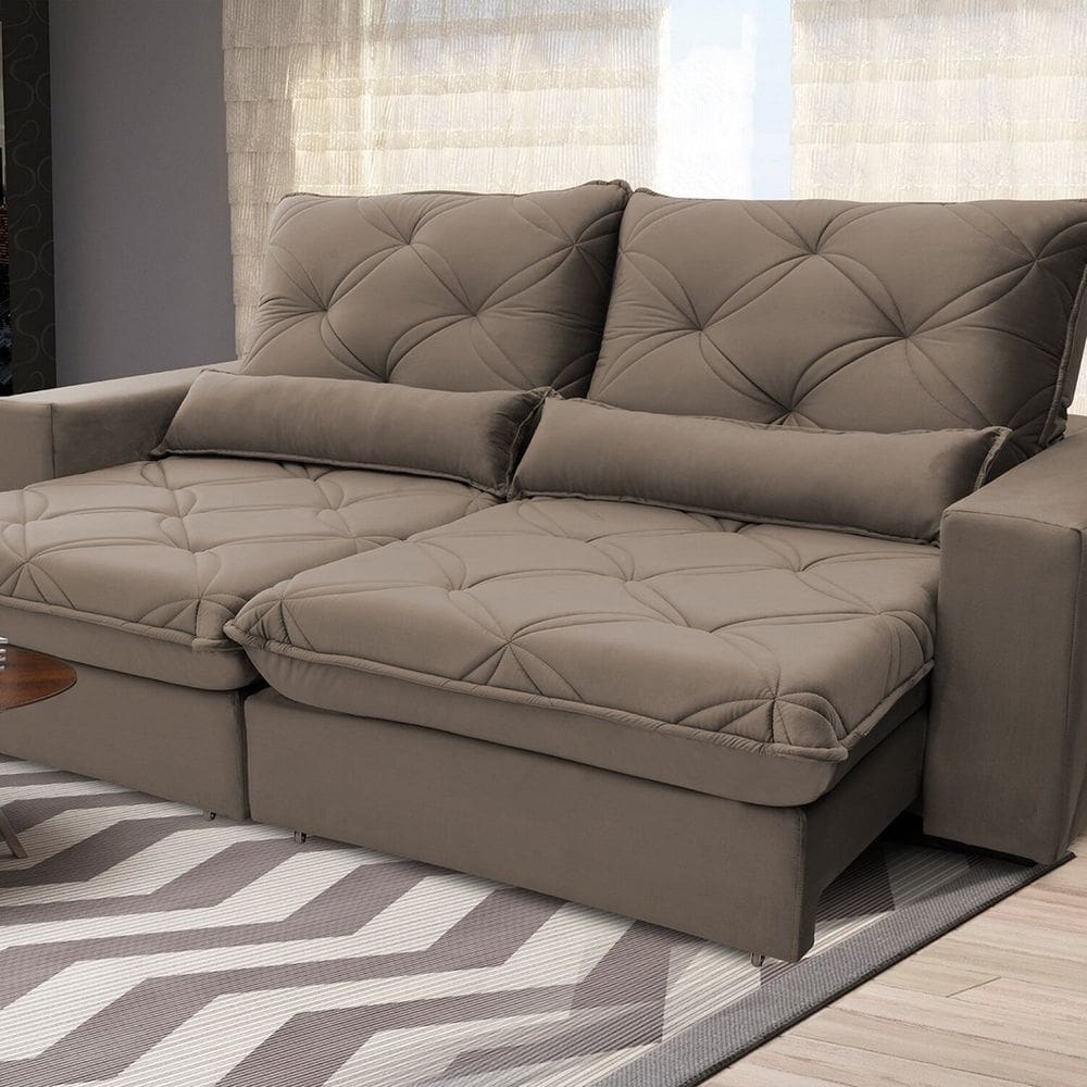 Sofá Reclinável 3 Lugares 300 Cm Nebraska Platinum Marrom