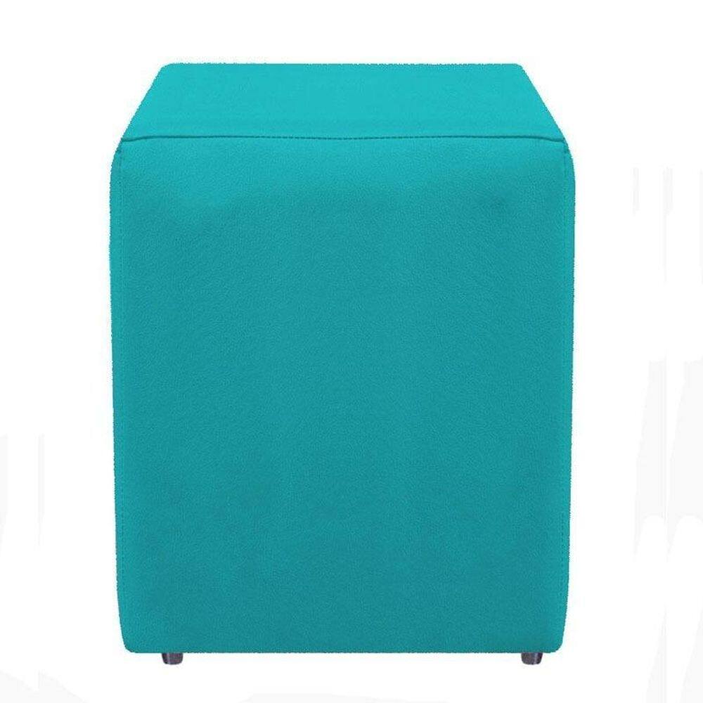 Pufe puff quadrado decorativo suede azul turquesa puff dado