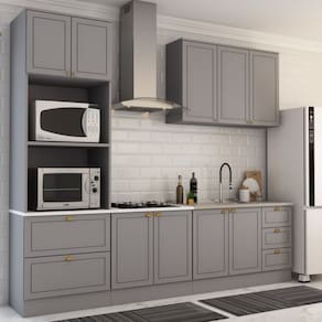 Cozinha Completa Miami 9 Portas 5 Gavetas 100% Mdf Americana Cinza - Panorama Móveis
