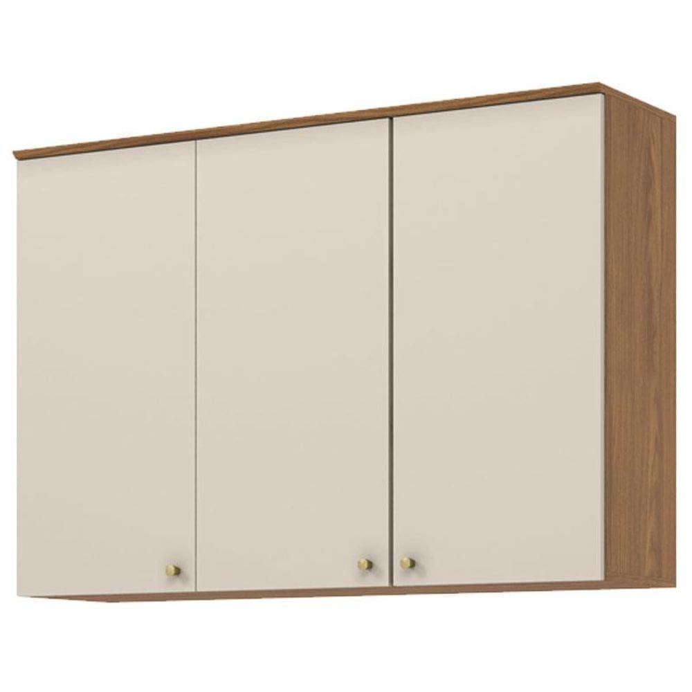 Armário Aéreo 3 Portas 120 cm Requinte Nature Areia Hp- Henn