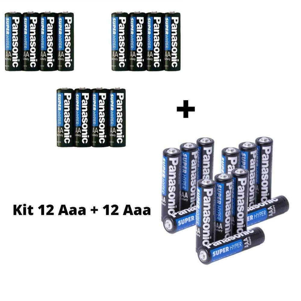 Kit pilha panasonic aaa 12 un + aa 12 un comum zinco