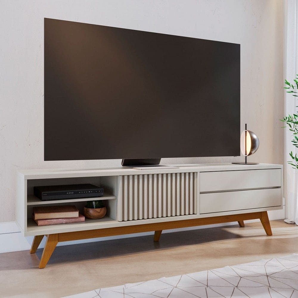 Rack para TV Até 75 Polegadas Veneza 1 Porta 2 Gavetas Off White - Colibri