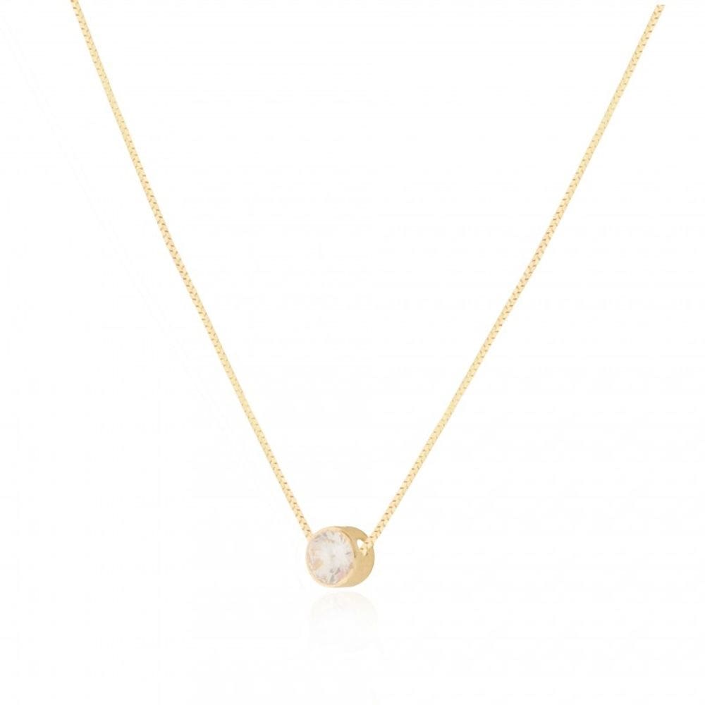 Gargantilha Ponto De Luz Fixo Em Ouro 18k 50cm Sem Garras