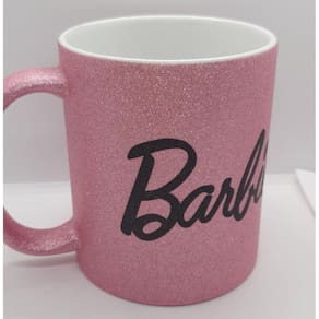 Caneca Tema Barbie Rosa Lina Em Porcelana Rosa