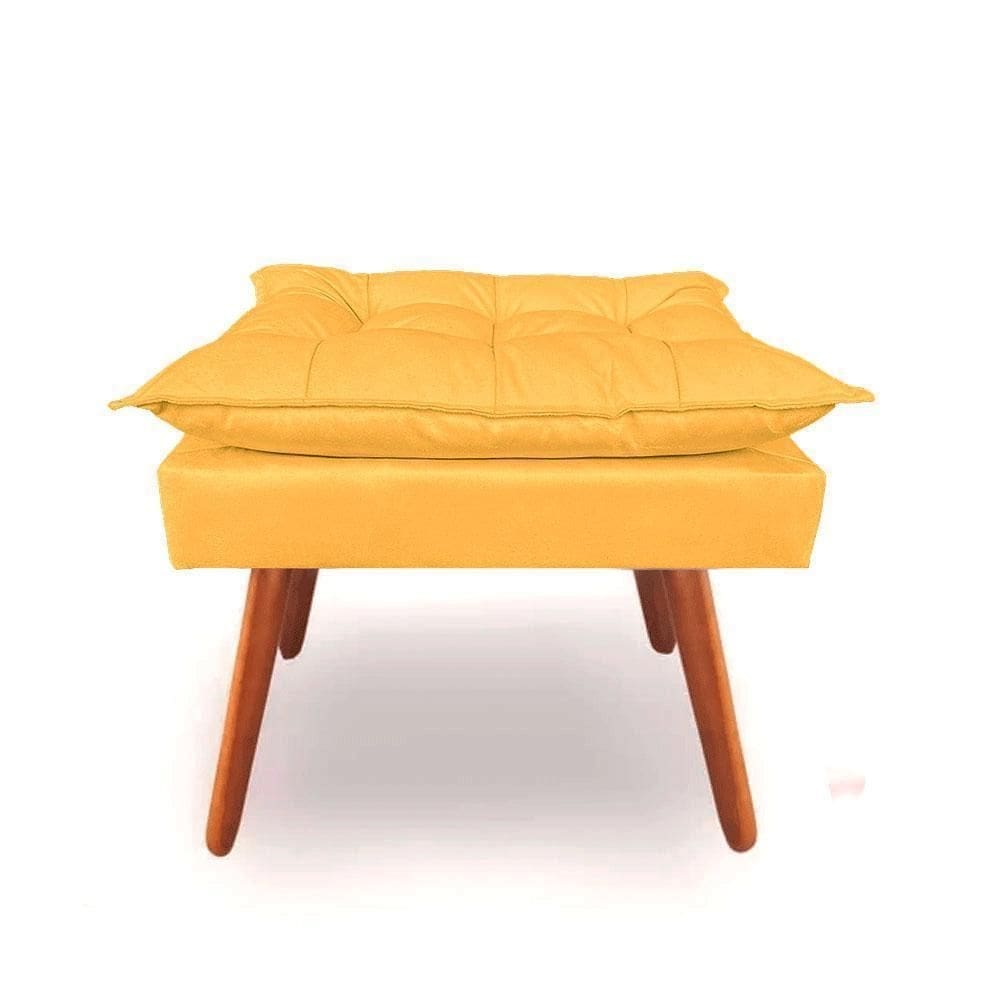 Puff puf banqueta opalla pés de palito suede amarelo ouro
