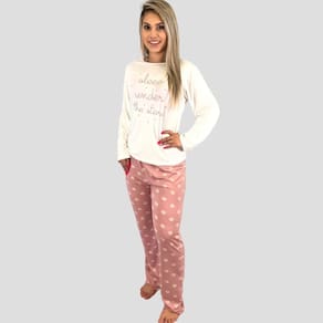 Pijama Longo Inverno Sleep Calça Geladinha Rosa Manga Longa