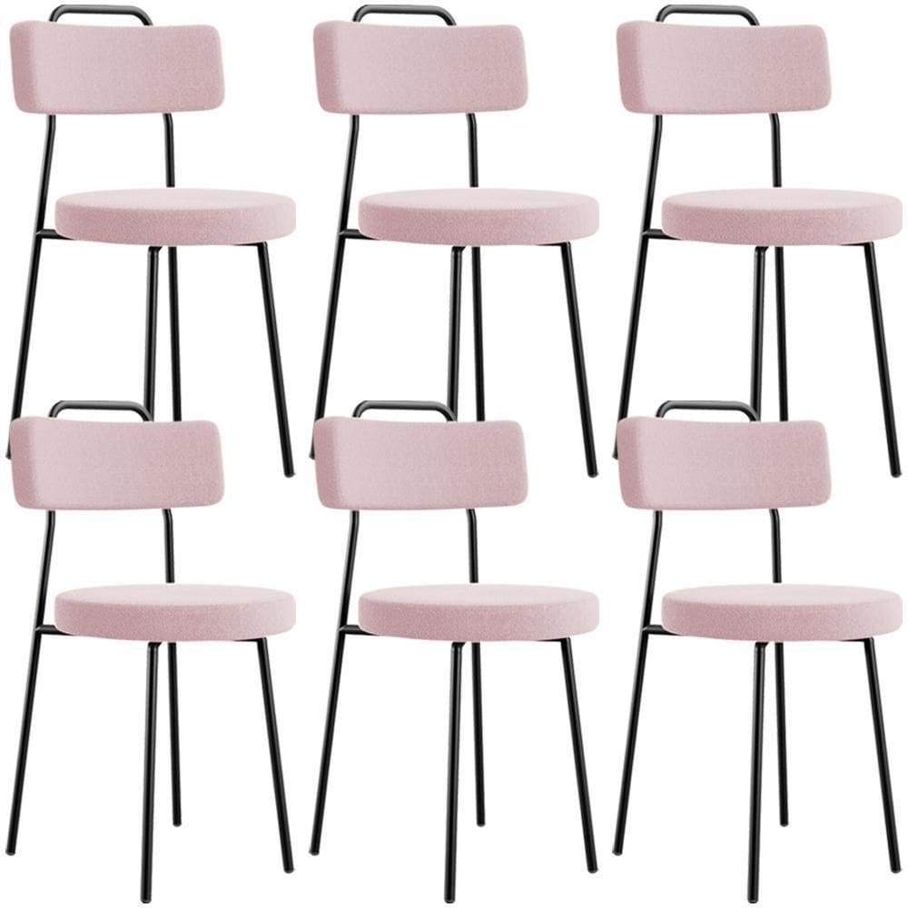 Kit 06 Cadeiras Decorativas Estofada Para Sala De Jantar Barcelona L02 Bouclê Rosê - Lyam Decor