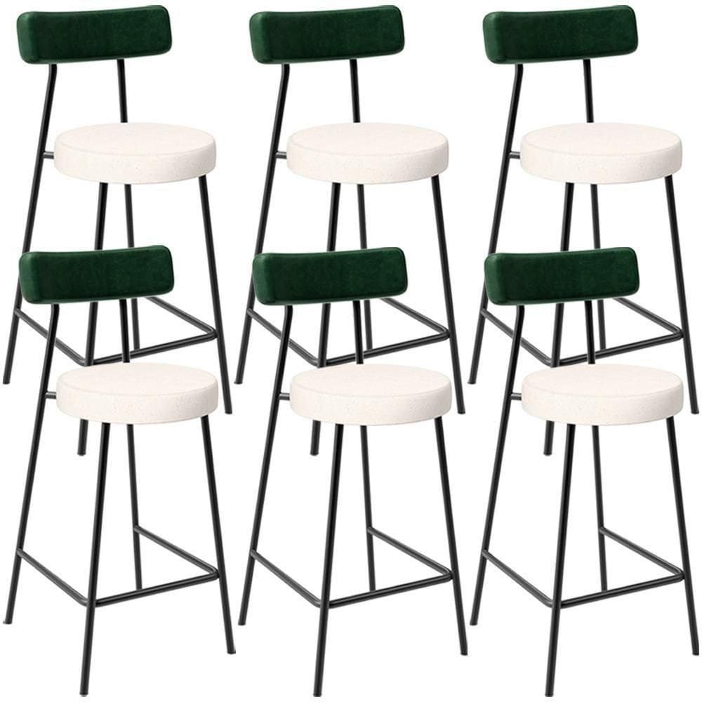 Kit 06 Banquetas Baixa Bar Cozinha E Sala De Jantar Milão L02 Facto Verde Linho Cru - Lyam Decor