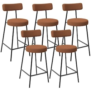 Kit 05 Banquetas Baixa Para Cozinha Sala De Jantar Bar Milão L02 Bouclê Terracota-LyamDecor