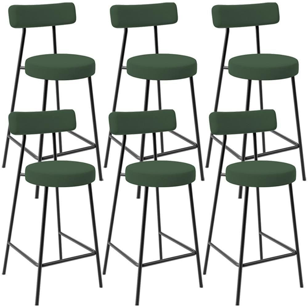 Kit 06 Banquetas Baixa Bar Cozinha Sala De Jantar Milão L02 Suede Verde Musgo - Lyam Decor