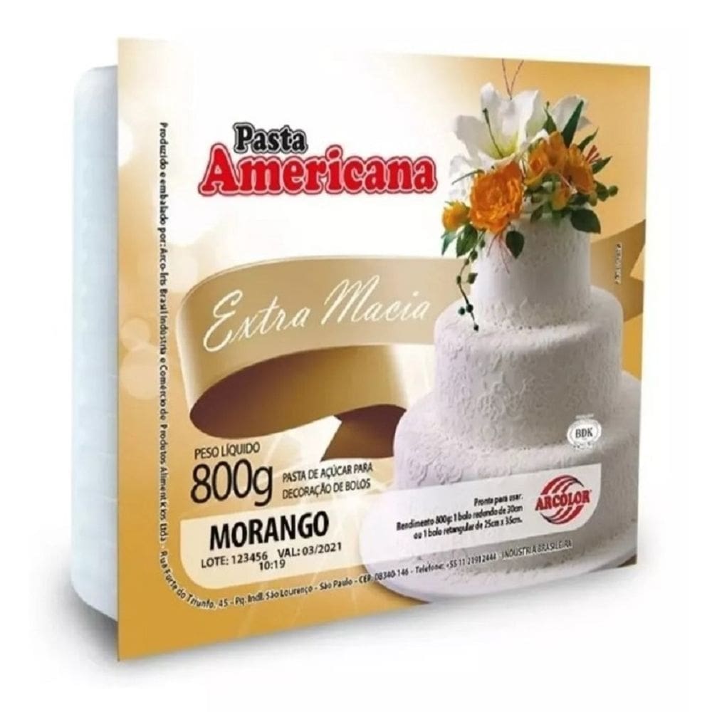 Kit 2 Pasta Americana Morango Extra Macia Arcolor 800gr