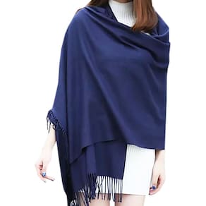 Pashmina Cachecol Scarf Xale Echarpe Lenço Longo Inverno Cor Azul-Marinho