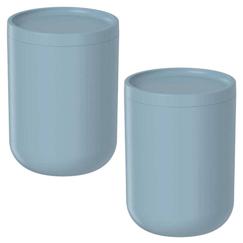 2X Porta Algodão Cotonete Banheiro Ou Bold Azul Com Tampa