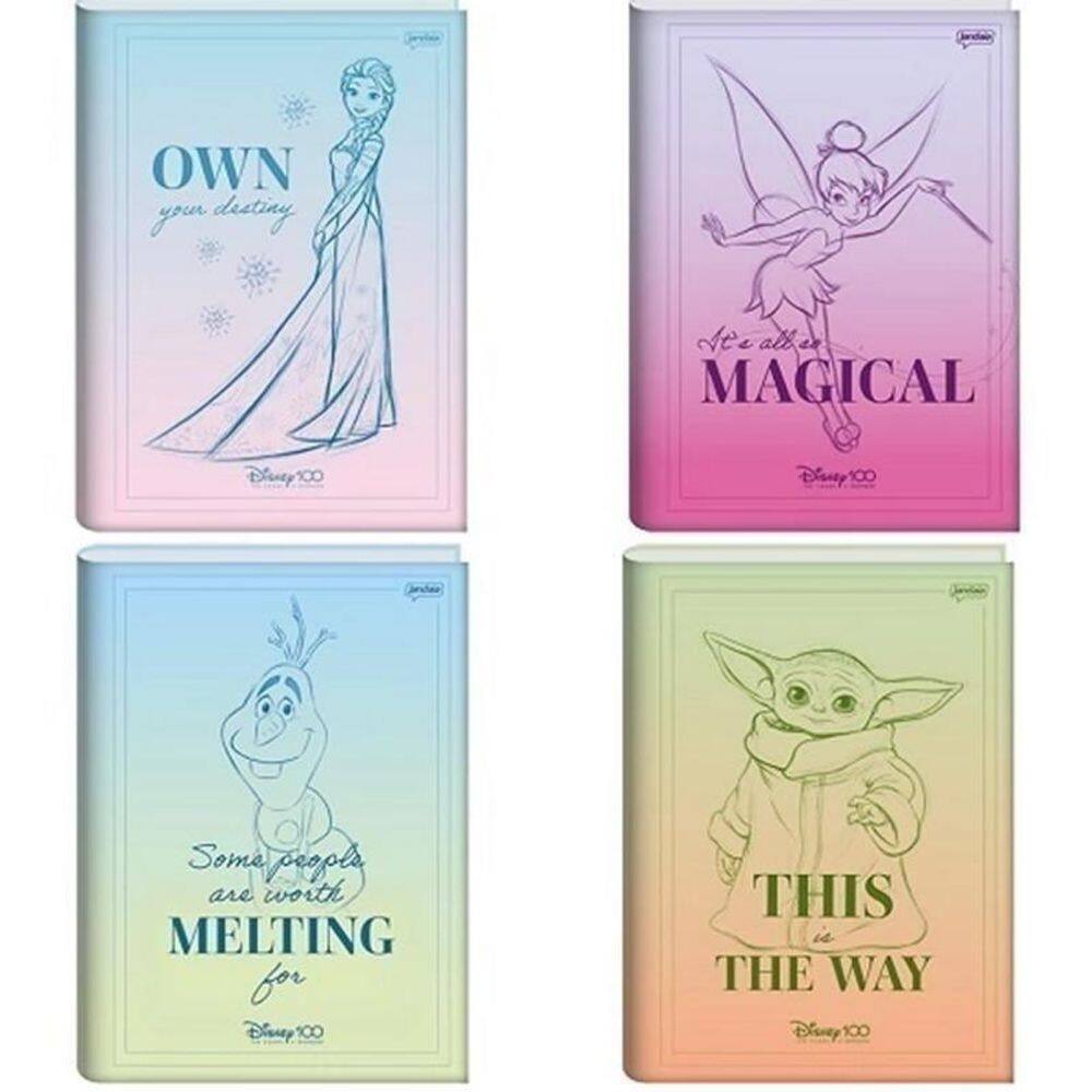 Caderno brochura 1/4 cd 80fls disney 100th jandaia 75160 24