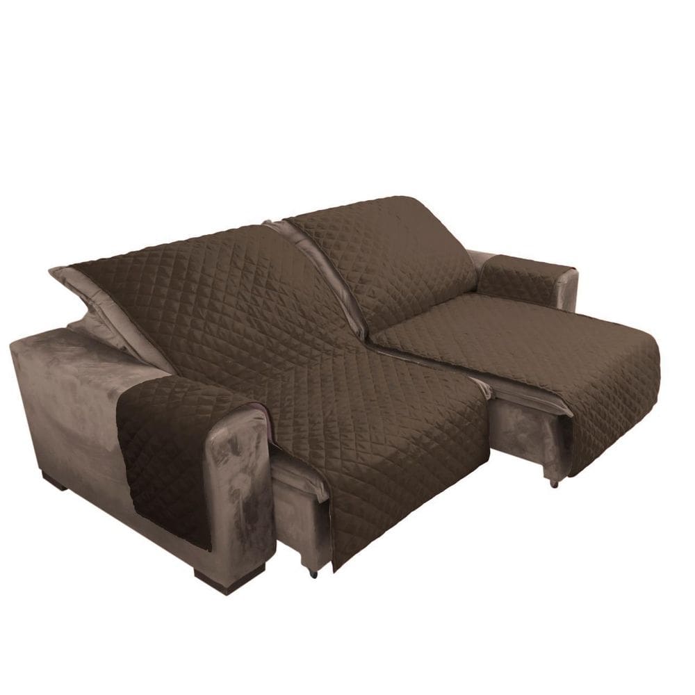 Capa de sofá 2,40m retratil reclinavel tabaco com bolso 2l