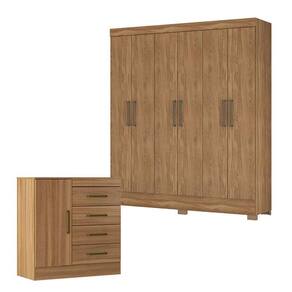 Cômoda Montevidéu e Guarda Roupa Casal Verso Amêndola Touch - Demóbile