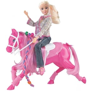Brinquedo figura cavalo fashion rosa e acessorios lider 2458