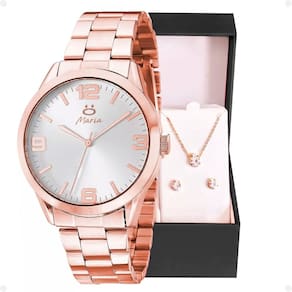Relógio Feminino Rose Redondo Pequeno Luxo Premium Social Moda Presente