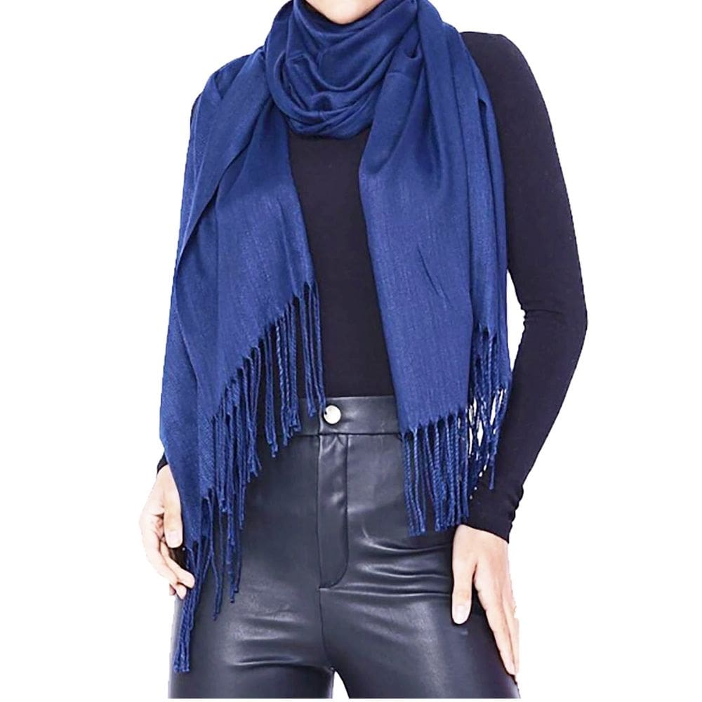 Pashmina Cachecol Scarf Xale Echarpe Lenço Longo Inverno: Modelo Liso com Franjas Diversas Cores