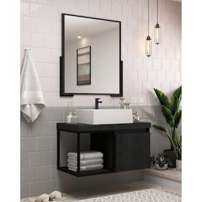Conjunto Balcão para Banheiro com Espelheira Miami 80 Carbono