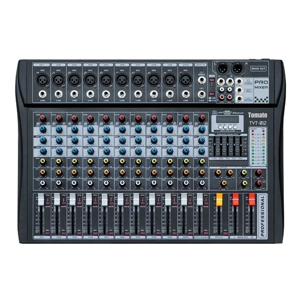 Console mixagem tomate tyt-012 c/ fantasma e bluetooth