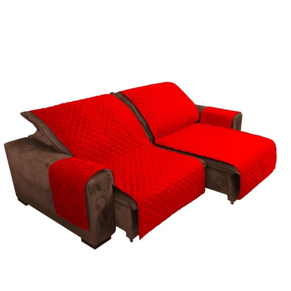 Capa de sofá 2,20m retratil reclinavel vermelho com bolso 2l