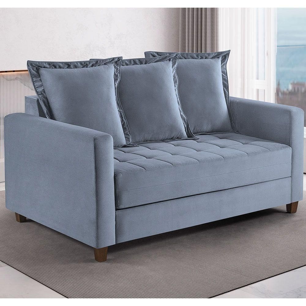 Sofa Cama Rocca Colchao Casal Talento Móveis Cinza/Castanho