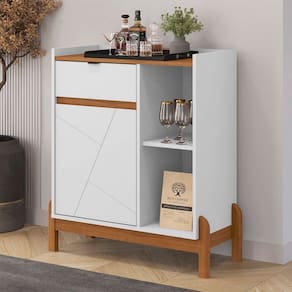 Aparador Buffet Bari 1 Porta 1 Gaveta Branco/Cedro - Casa D