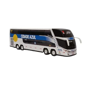 Brinquedo em miniatura ônibus cidade azul 2 andares