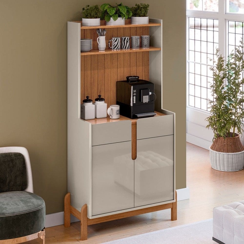 Aparador Lizz 2 Portas 2 Gavetas Off White/Cedro - Casa D