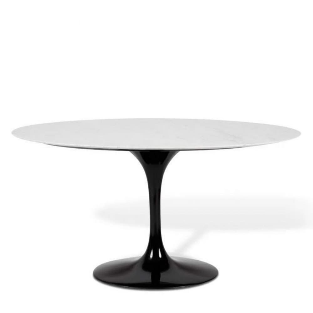 Mesa de Jantar Saarinen Oval 120x80 cm Mármore Carrara Base Preta