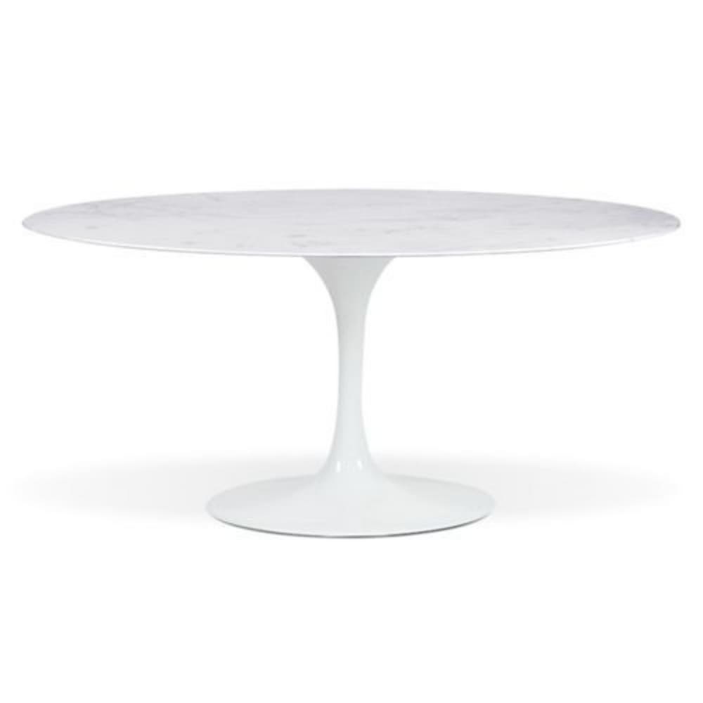 Mesa de Jantar Saarinen Oval 180x100 cm Mármore Branco Extra Base Branca